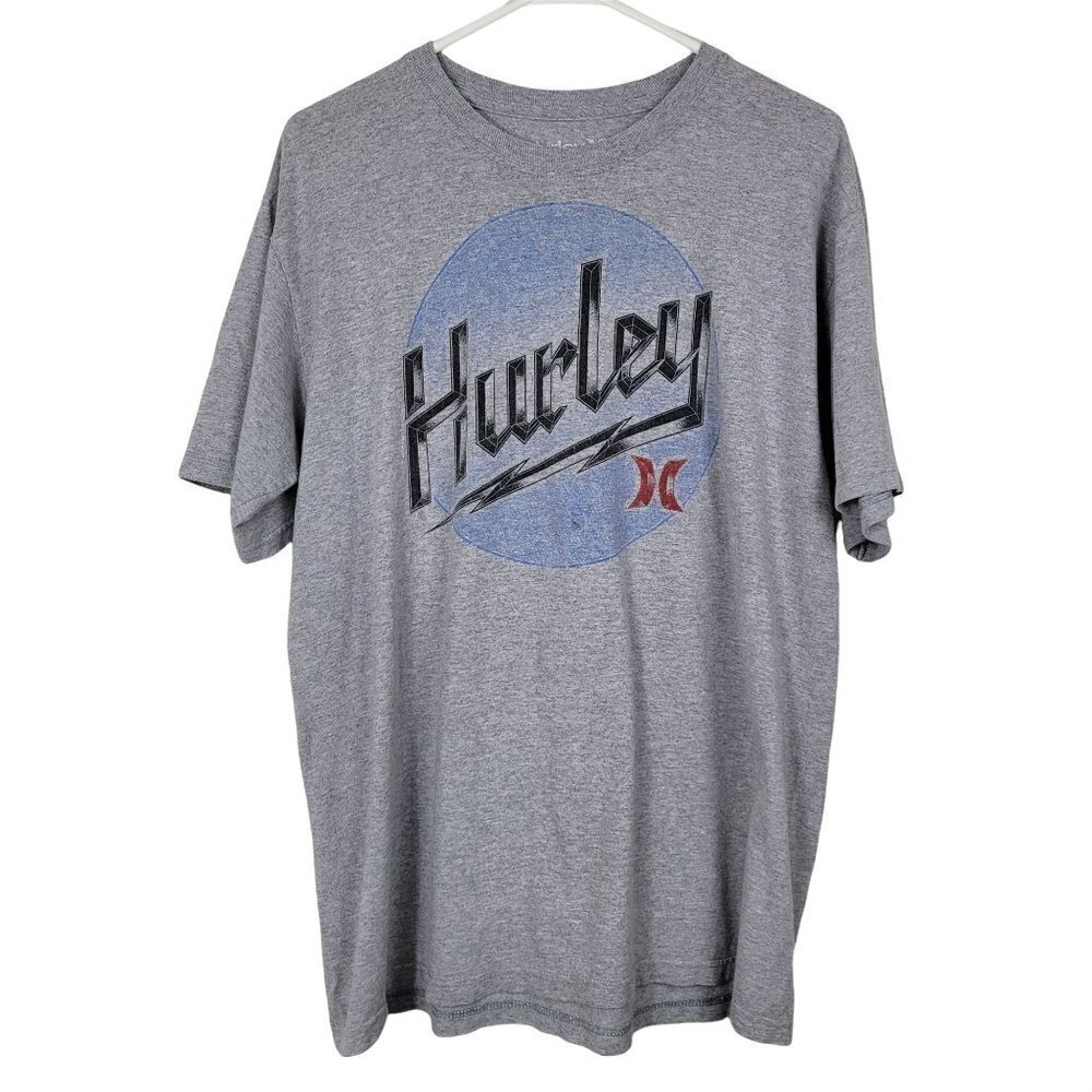 Hurley Men's Graphic TShirt Gray Size Large Spellout Short Sleeve Casual